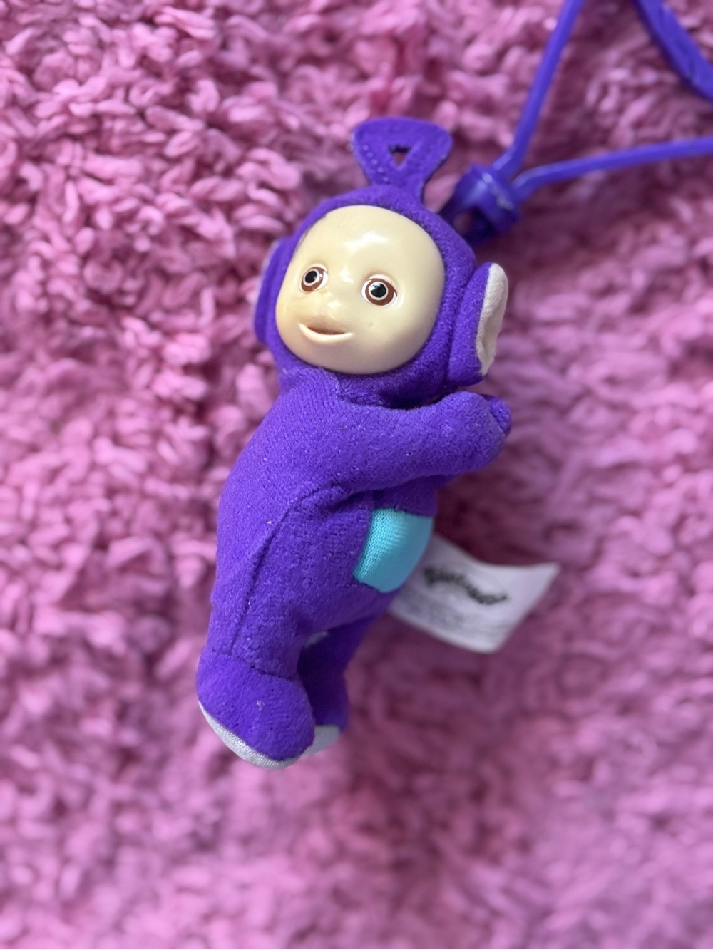 VTG 1999 Burger King Teletubbies Toy Plush Tinky Winky Keychain Purse Clip On